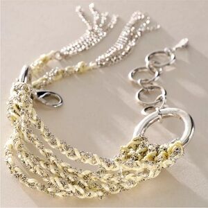 NWT Free People Acadia Anklet With Tassel in Cream & Silver